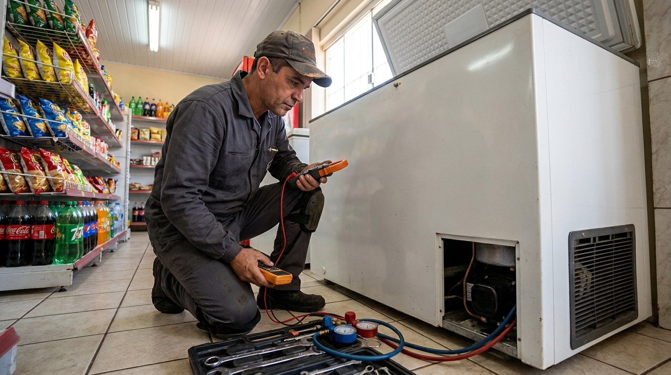 Reparo na placa eletrônica do freezer em Uberaba‑MG